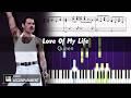 Love of My Life (piano cover: Queen, tutorial + sheets)